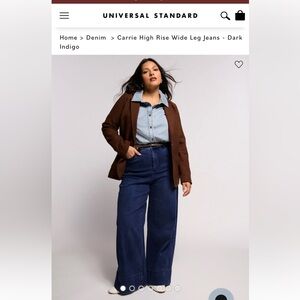 Universal Standard Carrie High Rise Wide Leg Jeans - Dark Indigo